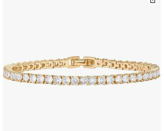 Plated Cubic Zirconia Classic Tennis Bracelet | Gold Bracelets for Women | 4mm CZ, Size 6.5-7.5 Inch