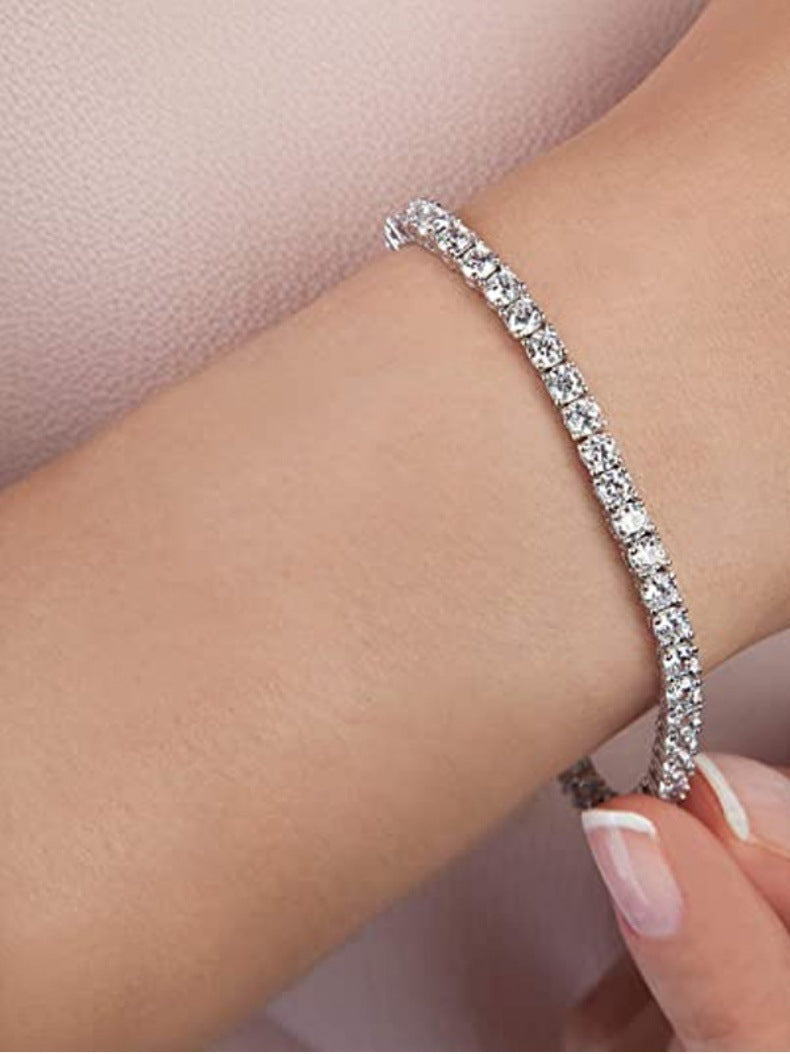 Plated Cubic Zirconia Classic Tennis Bracelet | Gold Bracelets for Women | 4mm CZ, Size 6.5-7.5 Inch - Image 7