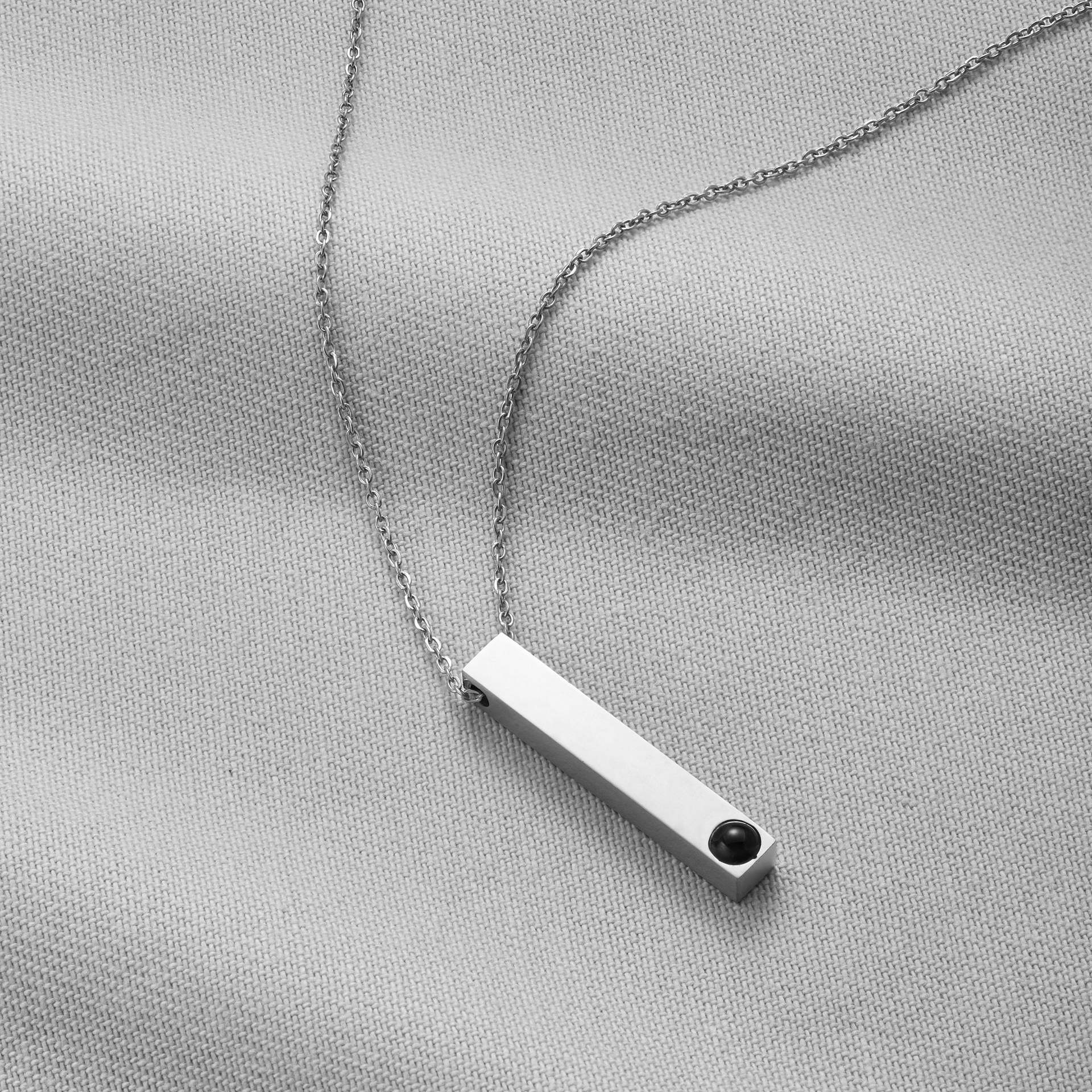 Custom 3D Pillar Bar Pendant Hidden Photo Necklace - Image 3