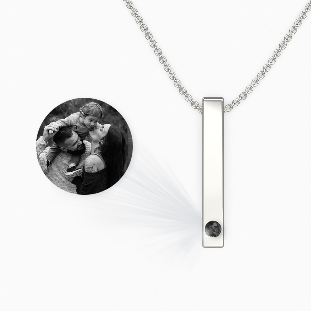 Custom 3D Pillar Bar Pendant Hidden Photo Necklace - Image 2