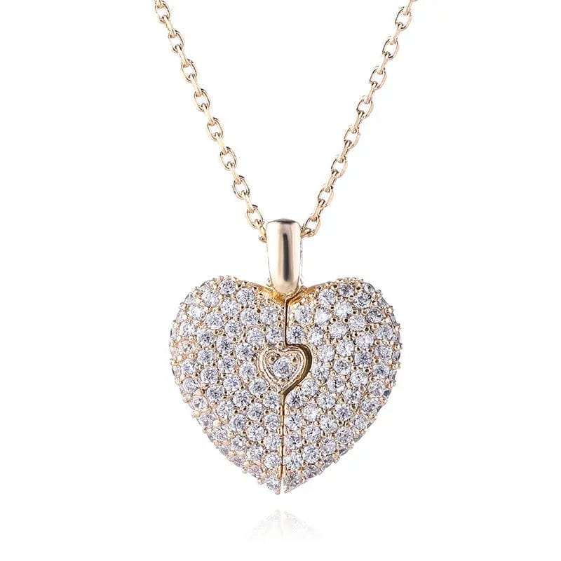 Custom Bling Heart Locket Hidden Photo Necklace - Image 4