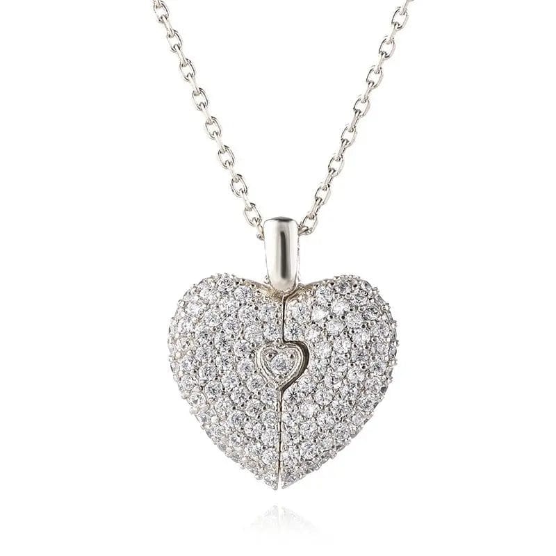 Custom Bling Heart Locket Hidden Photo Necklace - Image 6