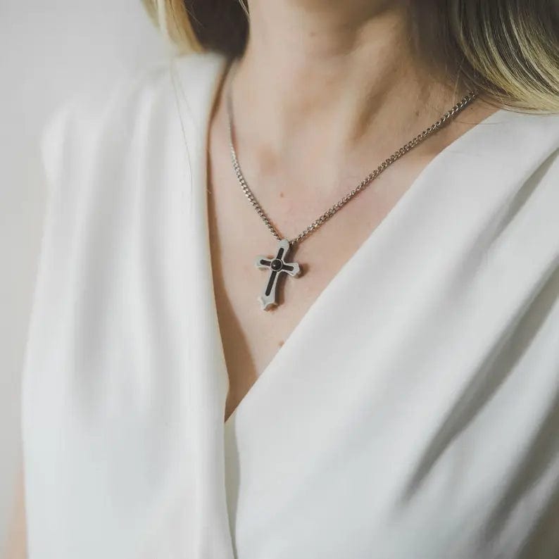 Custom Cross Pendant Hidden Photo Necklace - Image 8