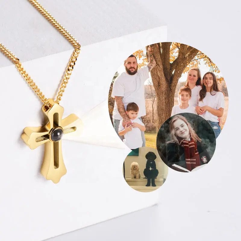 Custom Cross Pendant Hidden Photo Necklace - Image 2