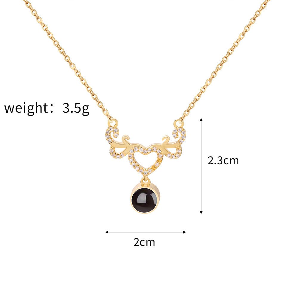 Custom Hidden Photo Projection Winged Heart Necklace - Image 7