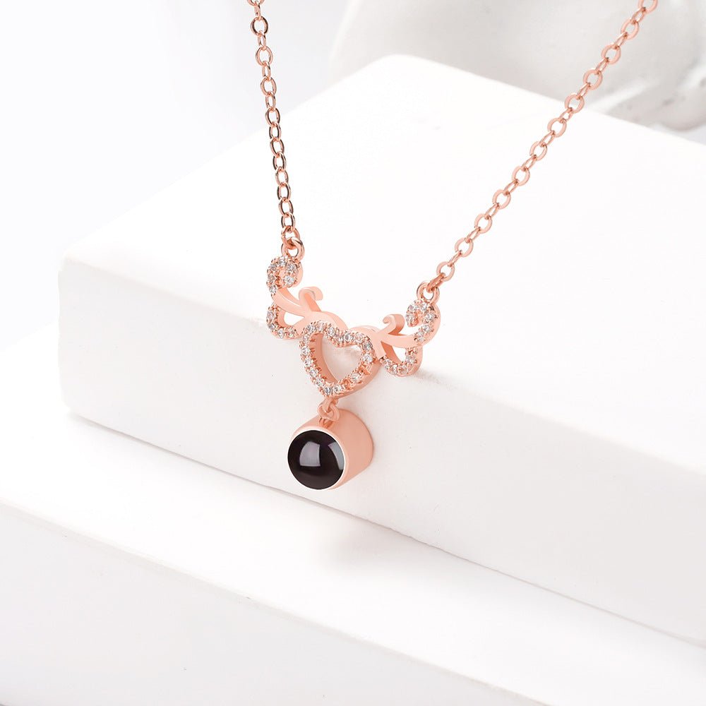 Custom Hidden Photo Projection Winged Heart Necklace - Image 5