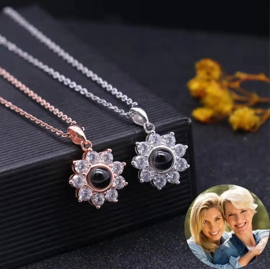 Custom Hidden Photo Sunflower Necklace - Image 3