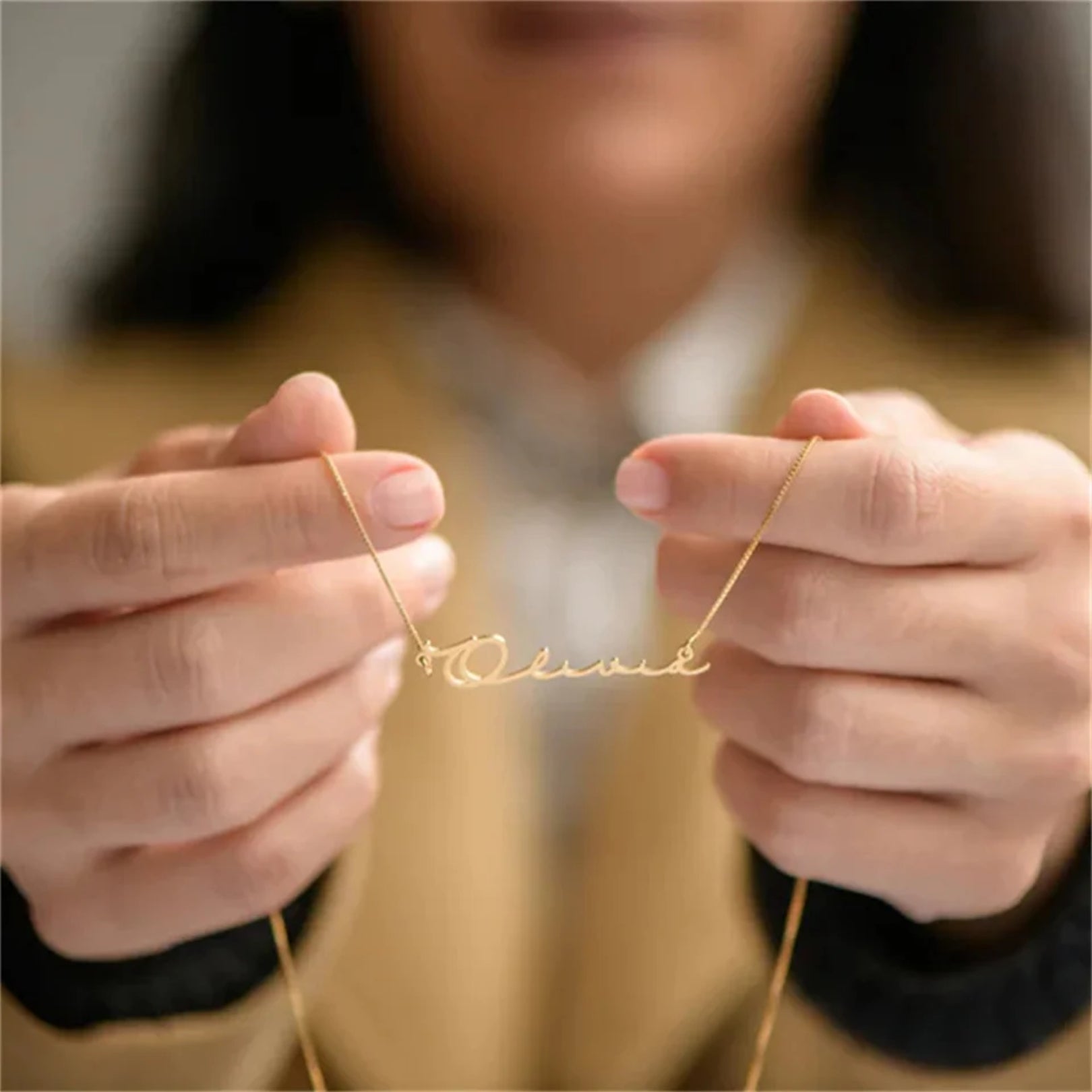 Custom Name in Unique Letters Box Chain Necklace - Image 5