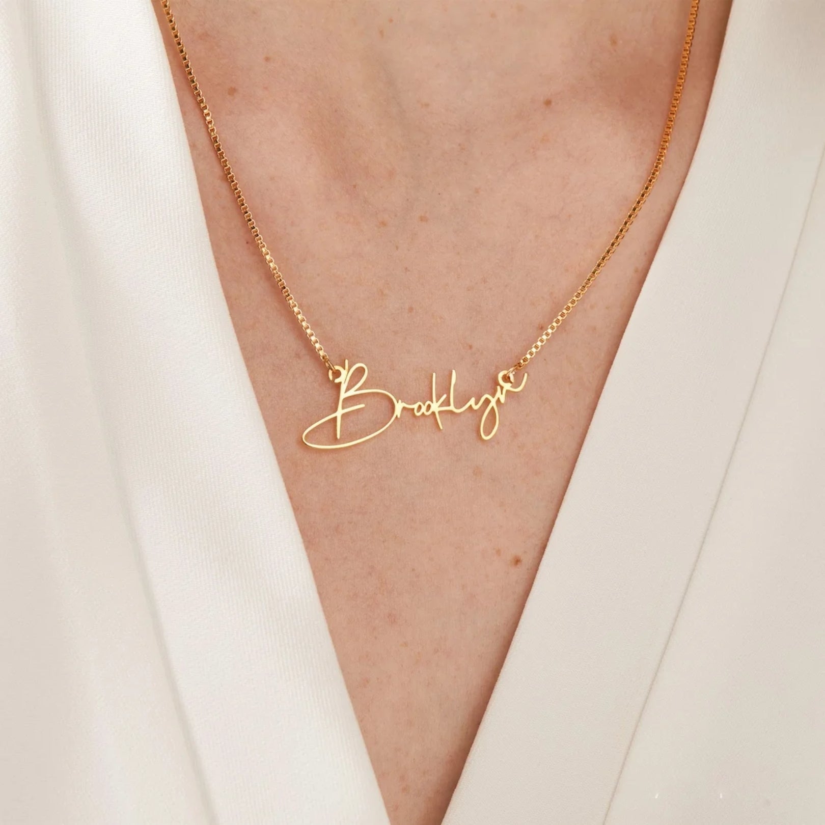 Custom Name in Unique Letters Box Chain Necklace - Image 4