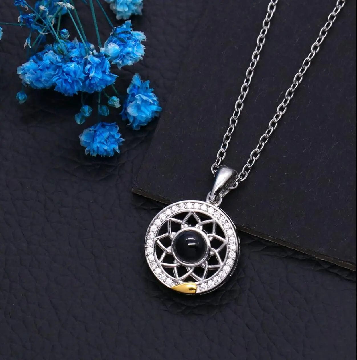 Custom Photo Projection Couples Moon Necklace - Image 11