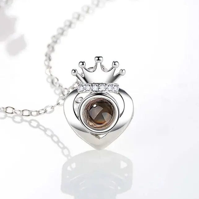 Custom Photo Projection Heart Crown Necklace - Image 2
