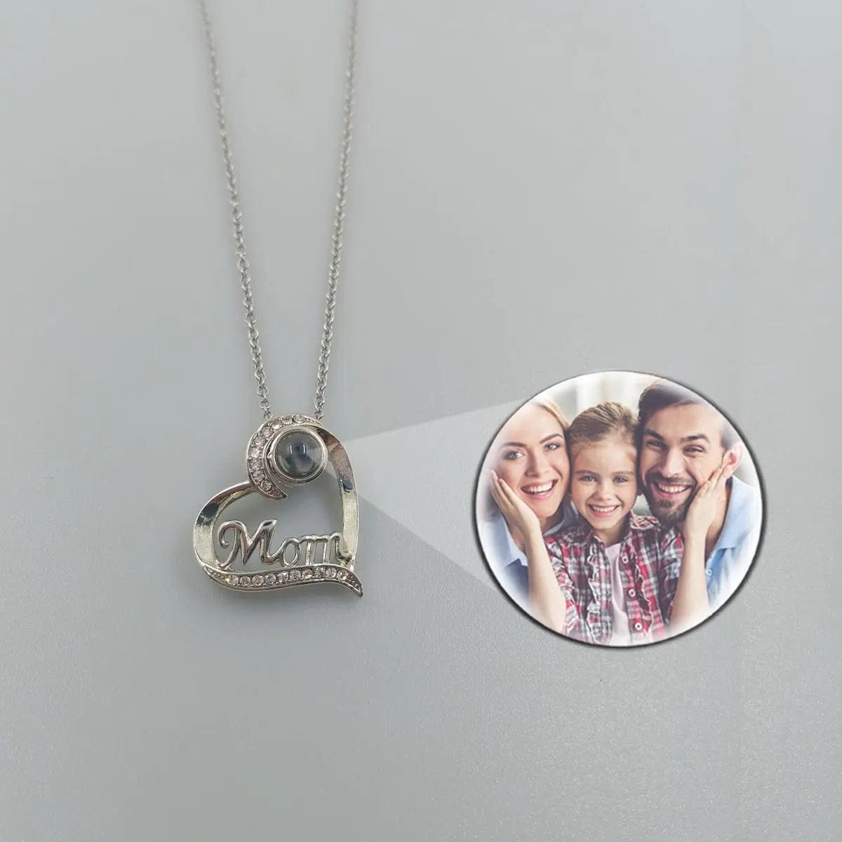 Custom Photo Projection Heart Mom Pendant Necklace - Image 3