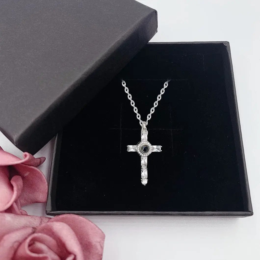 Custom Photo Projection Iced Cross Necklace - Image 2