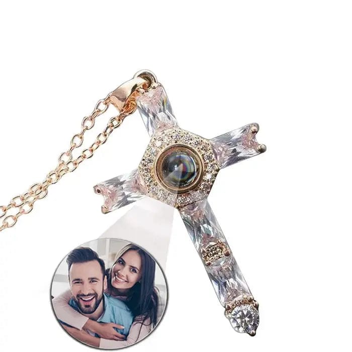 Custom Photo Projection Iced Cross Necklace - Image 3