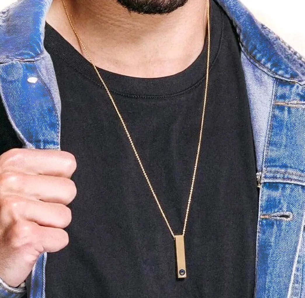 Custom Photo Projection Rectangular Bar Necklace - Image 8