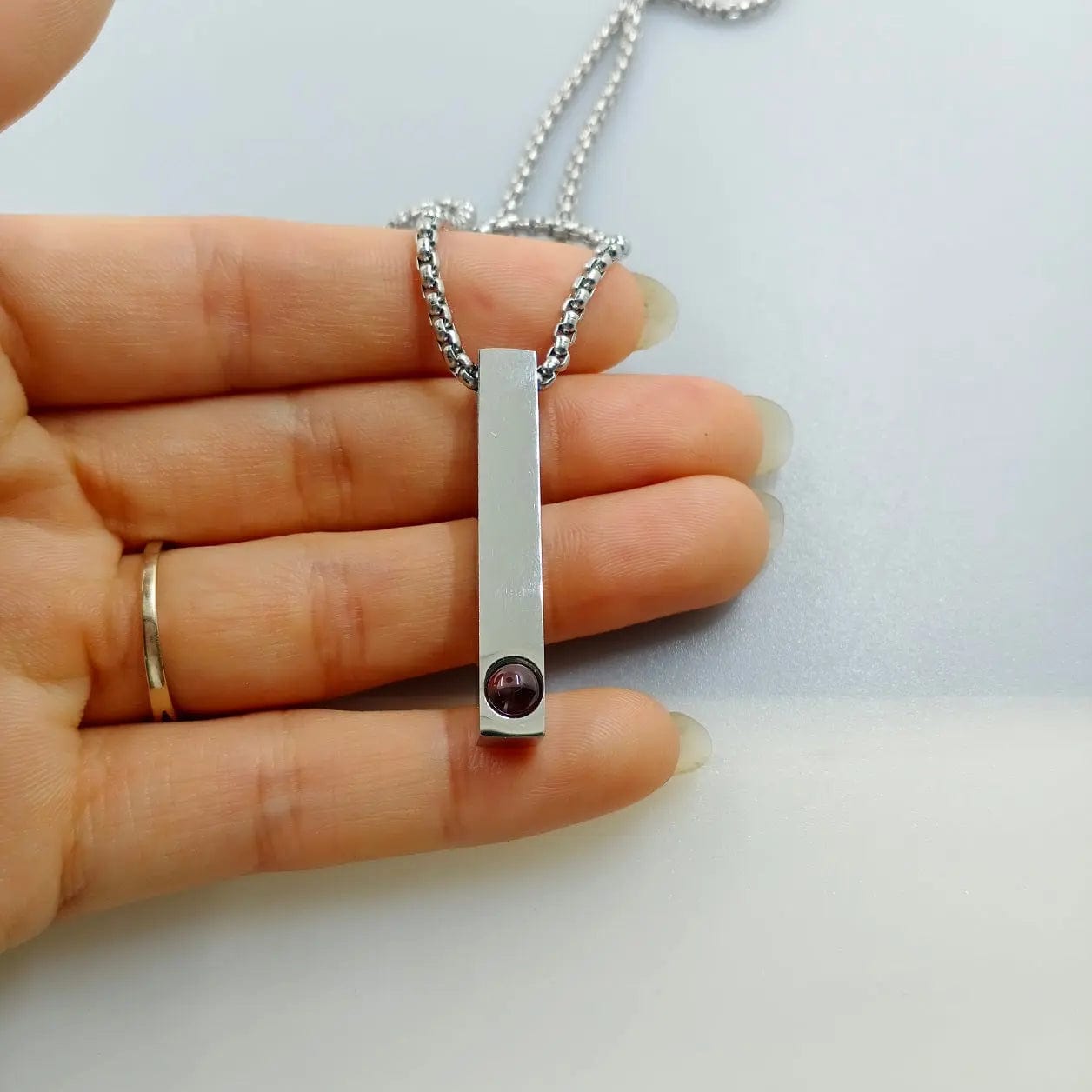 Custom Photo Projection Rectangular Bar Necklace - Image 11