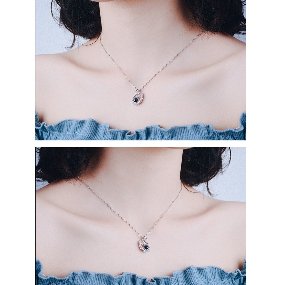 Custom Photo Projection Swan Pendant Necklace - Image 4