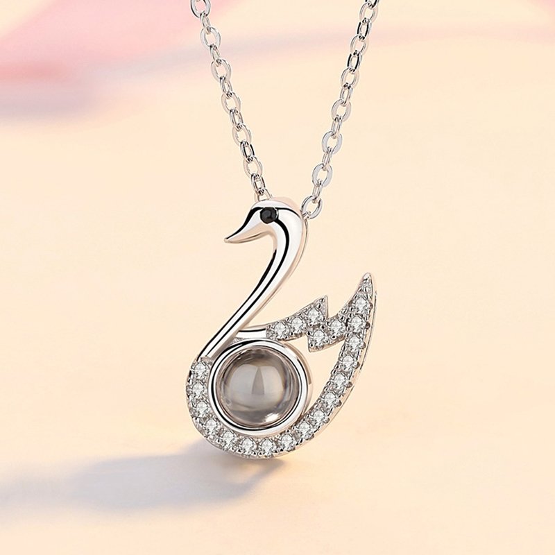 Custom Photo Projection Swan Pendant Necklace - Image 2