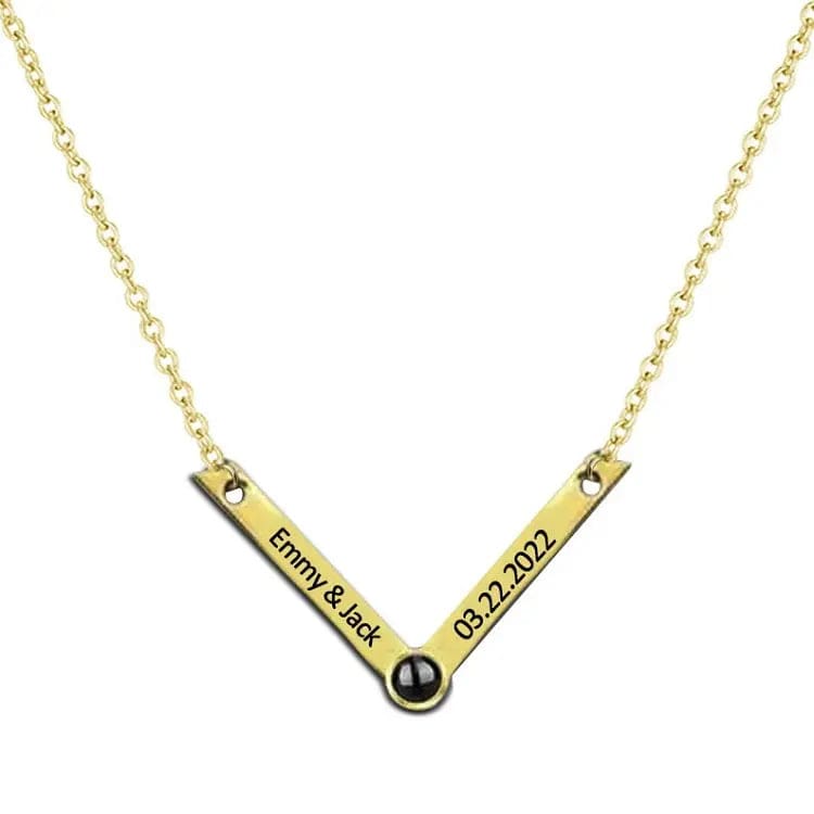 Custom Photo Projection V-Shaped Pendant Necklace - Image 9
